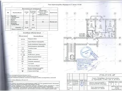 Перепланировка с объединением санузлов и демонтажом двери: Кушелевская дорога, 3, корп. 2 (Калининский район СПб)